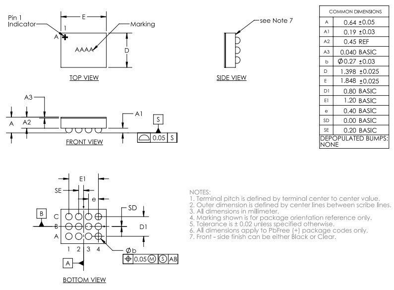 Mechanical Drawing - Analog Devices / Maxim Integrated MAX77503 Buck Converter